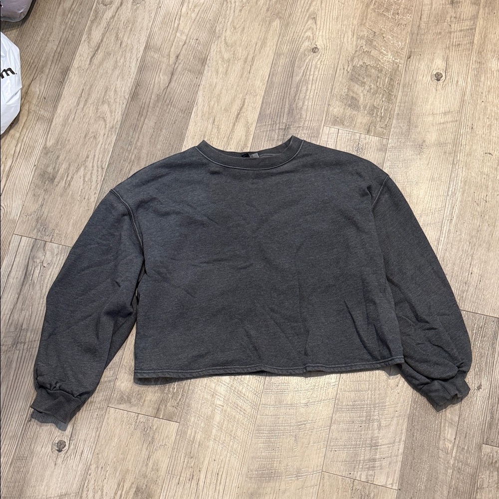 Charcoal Cropped Crewneck Sweatshirt